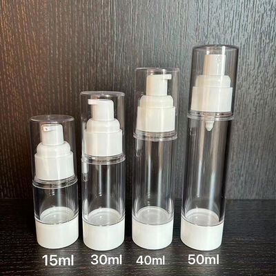 재충전 가능한 PP 공기 없는 흰색 로션 펌프 병 15ml 30ml 40ml 50ml 화장품 피부 관리 젤 크림 포장