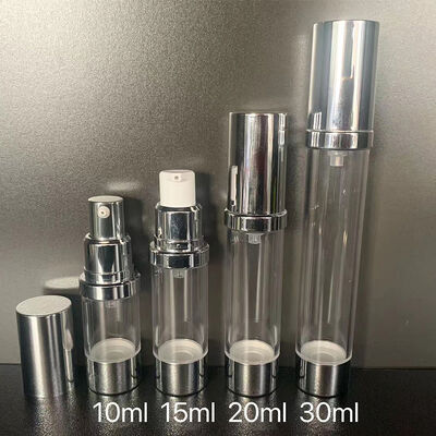 30ml PP 플라스틱 원형 실린더 공기 없는 병 맑은 캡 PP 공기 없는 펌프 피부 관리