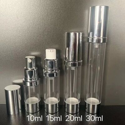 30ml PP 플라스틱 원형 실린더 공기 없는 병 맑은 캡 PP 공기 없는 펌프 피부 관리