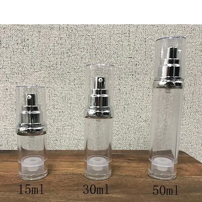 공기 없는 로션 펌프 병 세럼 DIP 튜브 분비 장치 없이 투명 화장품 포장 재충전 가능